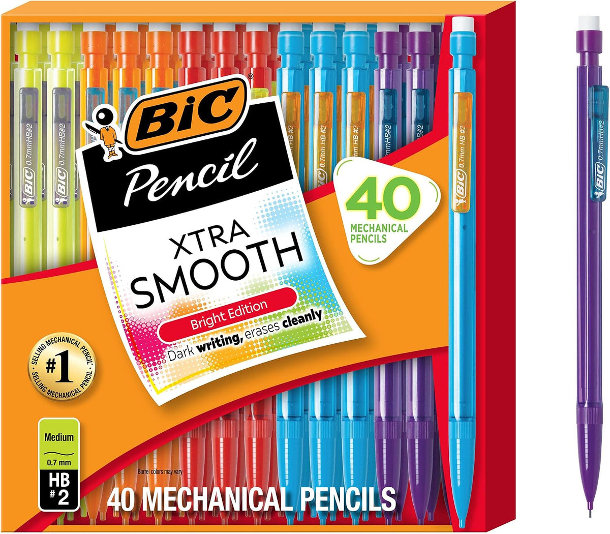 BIC Xtra-Smooth Mechanical Pencils, 0.7 mm Medium Point, 40-Count