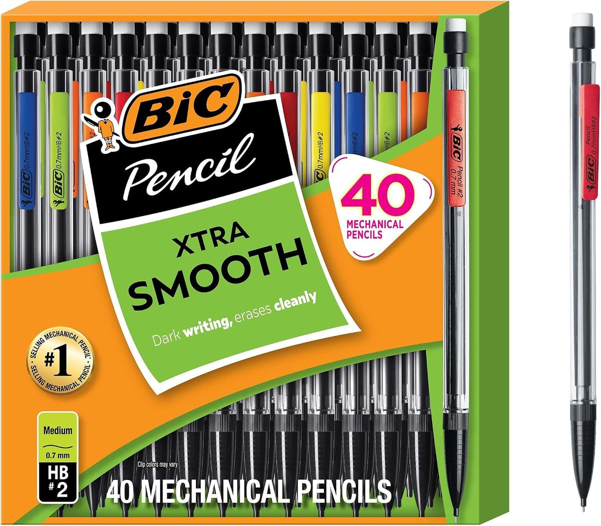 BIC Xtra-Smooth Mechanical Pencils, 0.7 mm Medium Point, 40-Count